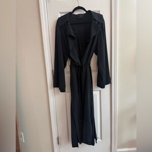 ARITZIA 1-01 Babaton Kahlo Belted Trench 100% Silk Black Size Medium